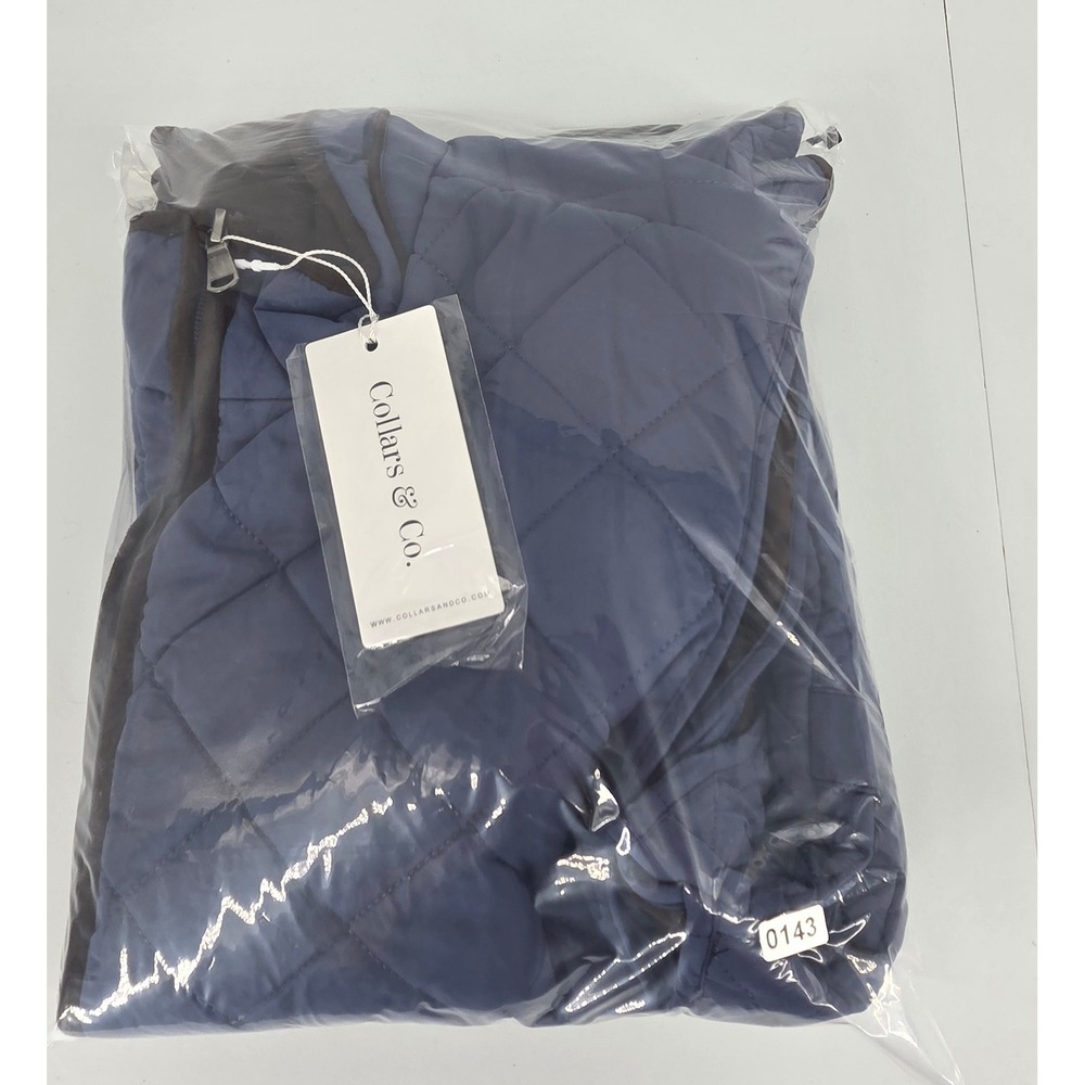 NWT Collars & Co Quilted Voyager Vest Navy Blue Full Zip Puffer Outerwear Large - Picture 11 of 11